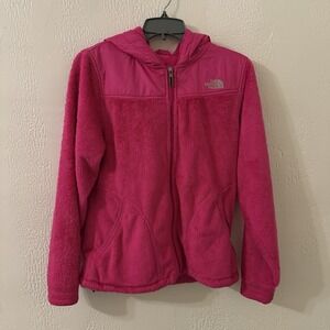 THE NORTH FACE Jacket Womens Small OSO Osito Hooded Fleece Pink, FLAW on pocket